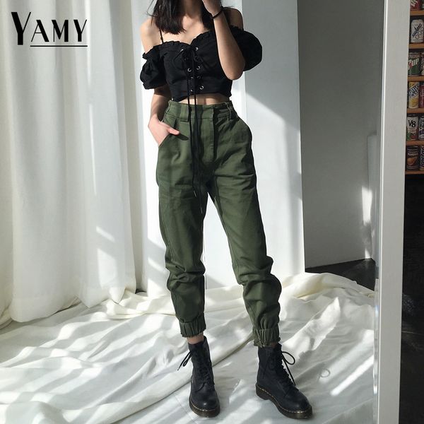 

high waist pants camouflage loose joggers women army harem camo pants streetwear punk black cargo women capris trousers, Black;white