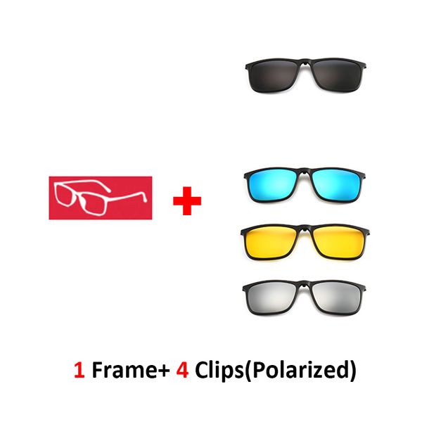 

polarized driving sunglasses men women 5 in 1 magnetic clip on glasses tr90 optical prescription eyewear frames eyeglass uv400, White;black