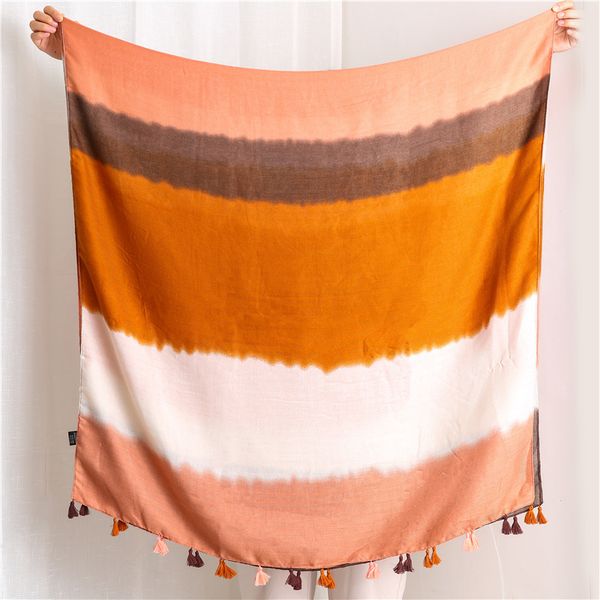 

striped pattern scarf with tassels lady scarf women, Blue;gray