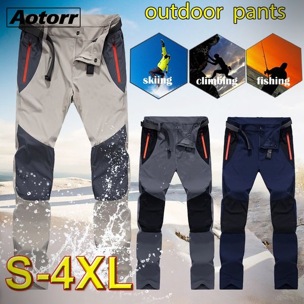 

men's spring sports outdoor pants hiking waterproof trousers men summer quick dry tactical casual cargo pant plus size, Black