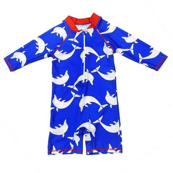 

newborn baby clothes baby kids boys long sleeve cartoon dolphin print one piece swimsuit toddler girl clothes summer, Blue