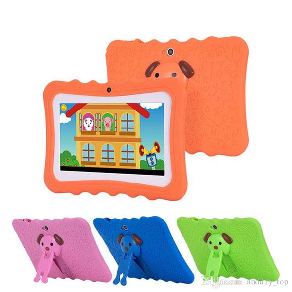

2018 kids brand tablet pc 7 inch quad core children tablet android 4.4 allwinner a33 google player wifi big speaker protective cover
