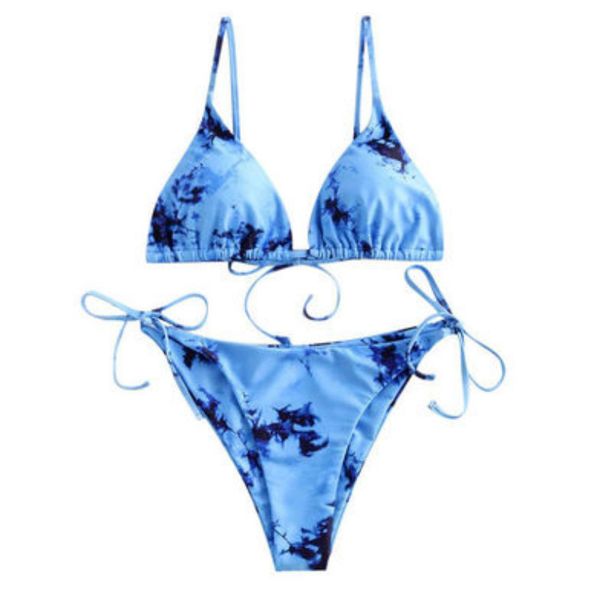 

tie-dye 20ss swimsuit womens new rendering printed bikini double-sided multicolor trendy lace up printed lady swimwear bikini wholesale, White;black