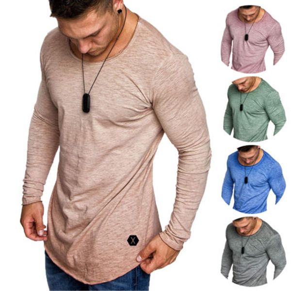 

men's slim fit sports muscle t-shirt o-neck plain long sleeve tee shirt plus size m-xxxl, White;black