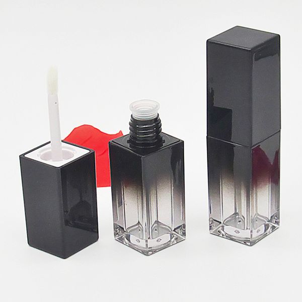 

5ml gradient black plastic lip gloss packing bottle square lip glaze tube empty cosmetics containers