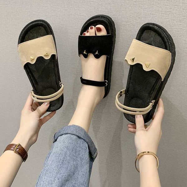 

shoes ladies' slippers slipers women shallow slides flock lady 2020 flat summer girl soft scandals pu rome, Black