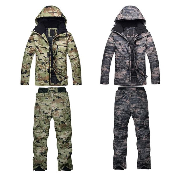 

snowboard suit set men's winter outdoor waterproof warm thickened camouflage ski suit set comfortable and breathable new