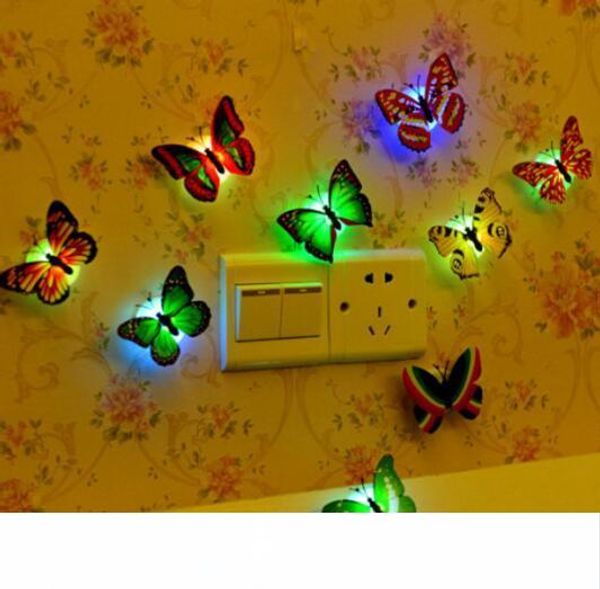 

светящиеся бабочки стены стикер 3d led ночник butterfies стикеров стены домой свадебные украшения многоцветный