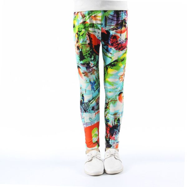 

new fashion girls pants abstract printing girls leggings for kids legging skinny girl trousers princess costume children pants, Blue