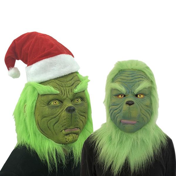 

смешной гринч украл рождество партии cosplay маски hat рождество полного head латекс маски с дальнейшим взрослым костюмом grinch маски рекви