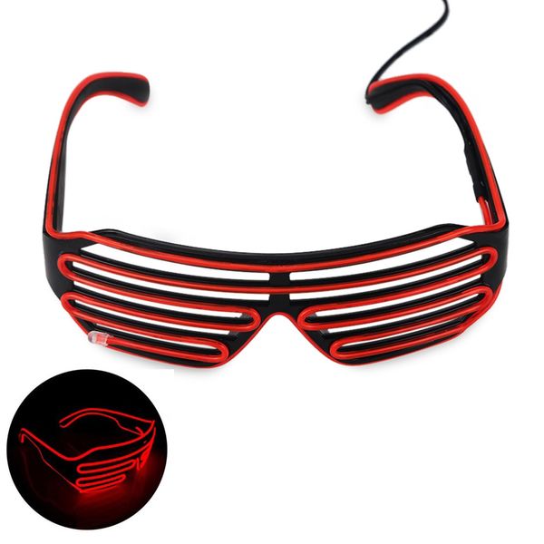 DC 3V 3 modalità di controllo del suono Flash El LED Occhiali luminosi per feste Illuminazione colorata incandescente Giocattoli classici per la danza DJ Party Mask 1PC