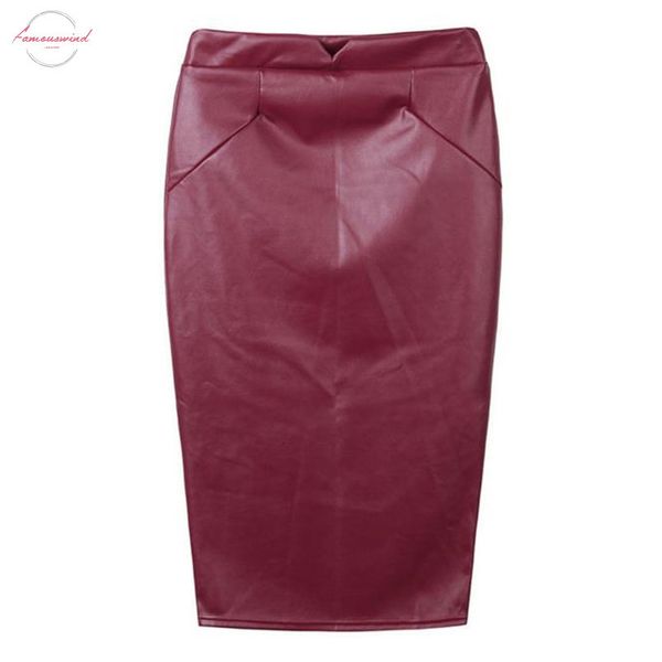 

autumn and winter womens leather skirt high waist slim party in the long skirt bag hip pencil skirt red brown large solid, Black