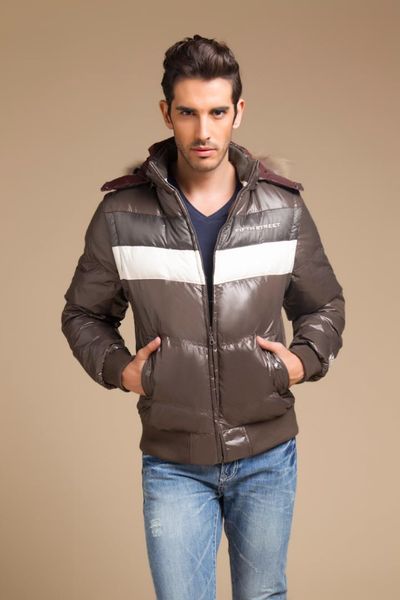 

clearance 2018 russian men's white duck down coat male winter short jacket parkas with real genuine fur hooded brown clothing, Black