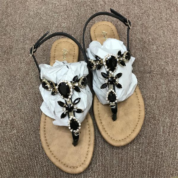 

slippers 2021 sandals women bright diamond casual outdoor travel flip flop beach shoes non-slip durable, Black