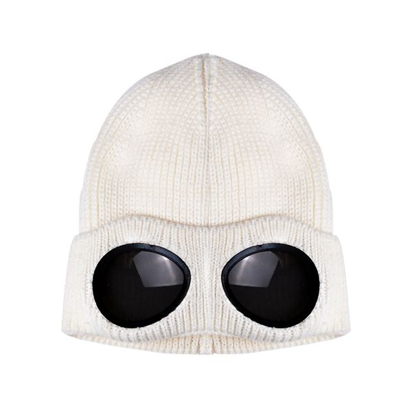

wool knitted goggles beanie, leisure thermal warm autumn winter hat sports cap heat keeper ear snow cold protector, Black;white
