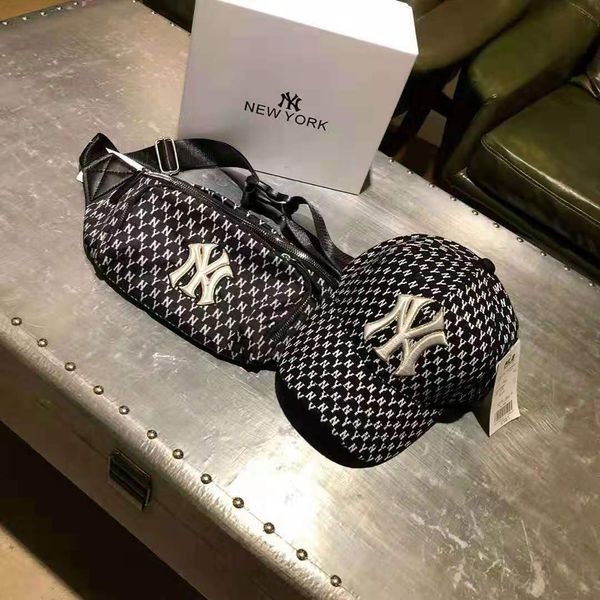 

luxury ny baseball cap+fanny pack suit combination for men and women famous cotton adjustable skull sport golf curved, Blue;gray