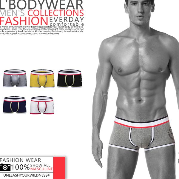 

elastic restoring force men underwear no side seam male boxers solid shorts breathable quick dry cotton male panties, Black;white