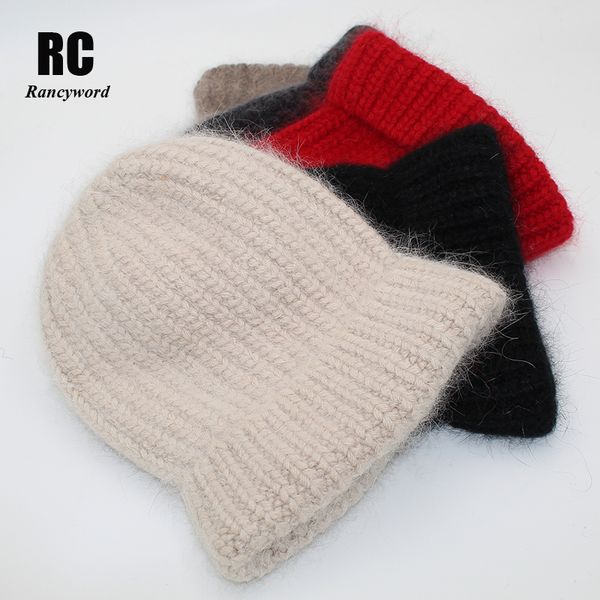 

rancyword] winter hats for women wool knitted angora hat beanies female warm fur skullies beanie for girl 2019 rc2081-1, Blue;gray
