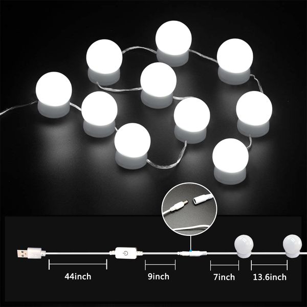 

10pcs led vanity mirror lights hollywood style mirror lights usb power supply plug for dressing table mirror