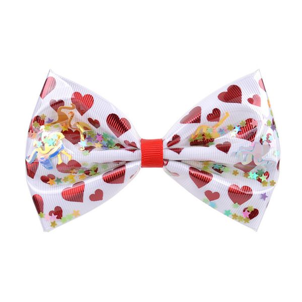 

jojo kids hair bowknot rainbow hair clip gradient sequin baby girl hairband barrettes accessory new hairpin headwear hair jewelry a122701, Slivery;white