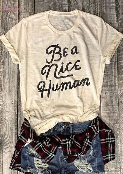 

women summer short sleeve t shirt be a nice human t shirt fashion flesh cap sleeve women t shirt 2020 casual female, White