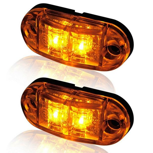 

10pcs amber 2 led light oval clearance trailer car truck side marker tail lamp