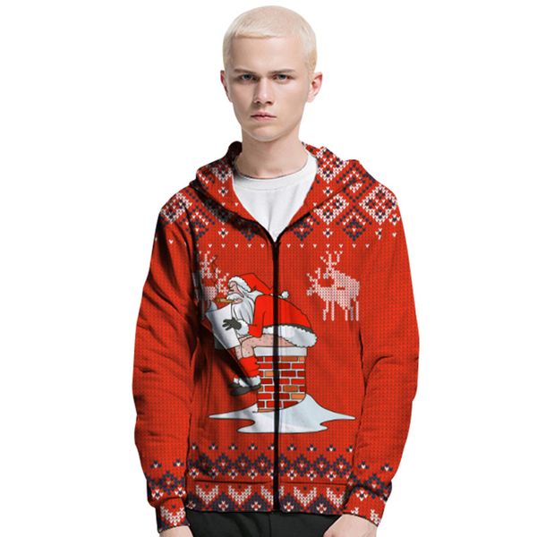 

fashion new men's christmas hoodies men's 2019-2020 christmas jumper santa claus printed new arrival sweatshirt for male size m-2x, Black