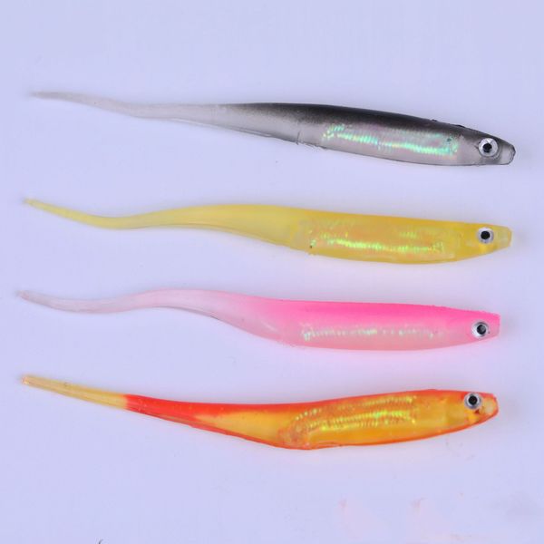

Needle tail reflective film rainbow fish 9.5cm, 2.2g freshwater squid squirt with aluminum foil strip ducktail soft bait