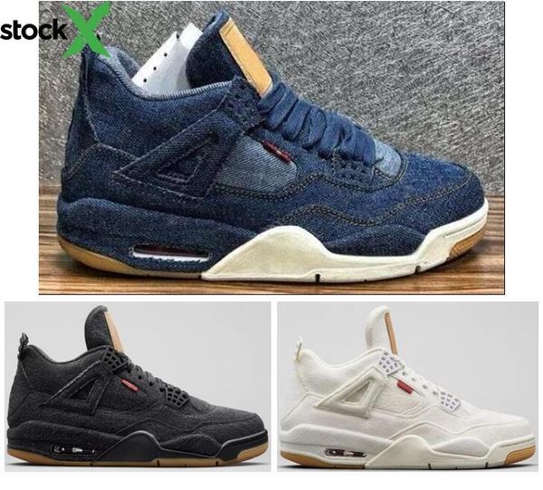 

better quality 4 4s denim travis blue basketball shoes men blue black white denim jeans sports sneakers new with box