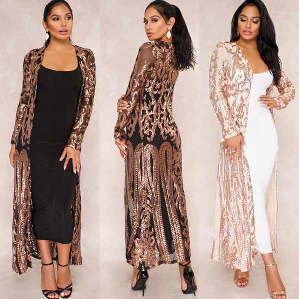 

blouse swimwear bathing suit fashion women sequins outwear paisley long sleeve cardigan see-through, Black