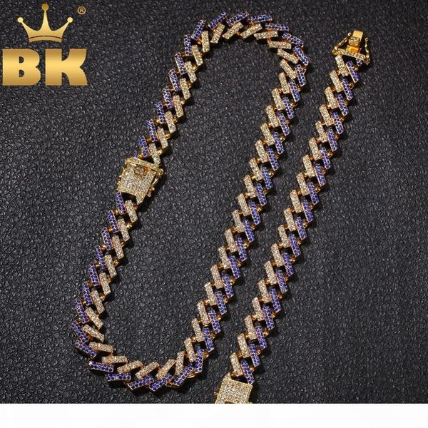 

THE BLING KING NE+BA Fashion Jewelry Necklaces & Bracelets 15mm Fashion Iced Out 2 Row Prong Cuban Link Chains For Men Women