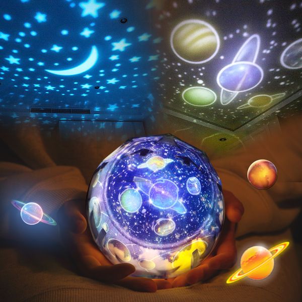 Lua mágica Estrela Planeta Rotating Galaxy Projector Lamp LED Night Light universo do cosmos do bebê luzes para a presente Starry Sky