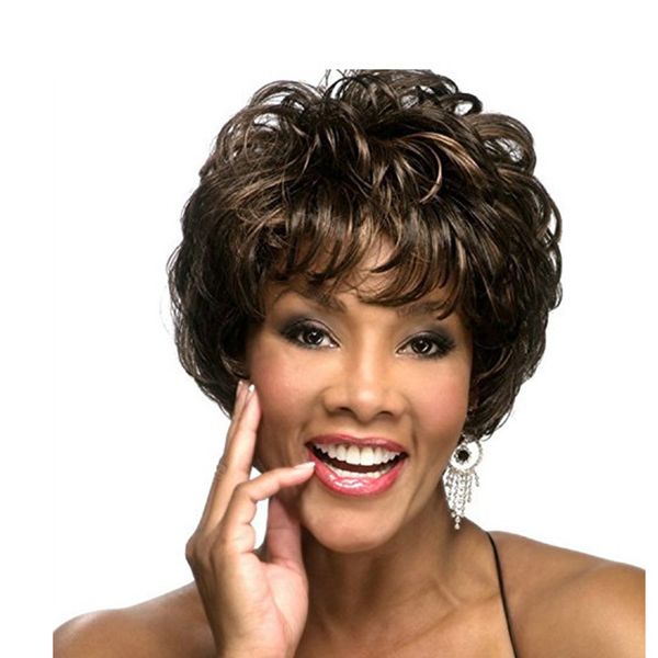 Black Women S Wigs Short Curly Hair Brown Black Messy Big Wave