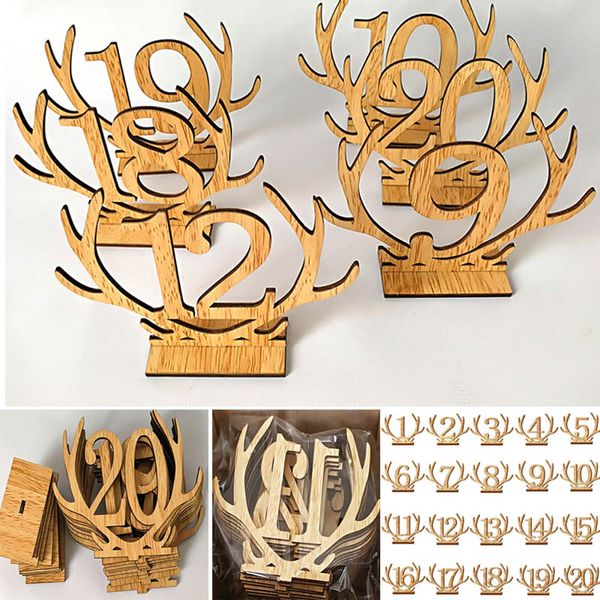 

1-20 номеров деревянные свадебные украшения числа олени hallow форма номер таблицы для бар birthday party xmas украшение стола xd21999