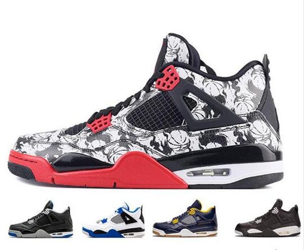 

2019 new 4 pure money basketball shoes mens 4s bred royalty white cement sports sneakers motorsport outdoor sports sneakers size 40-47