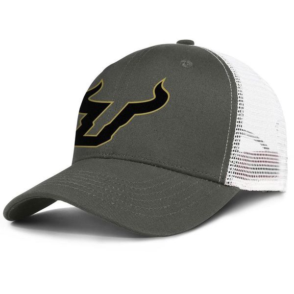 

south florida bulls footall golden logo mens and womens adjustable trucker meshcap cool sports cute original baseballhats camouflage 3d, Blue;gray