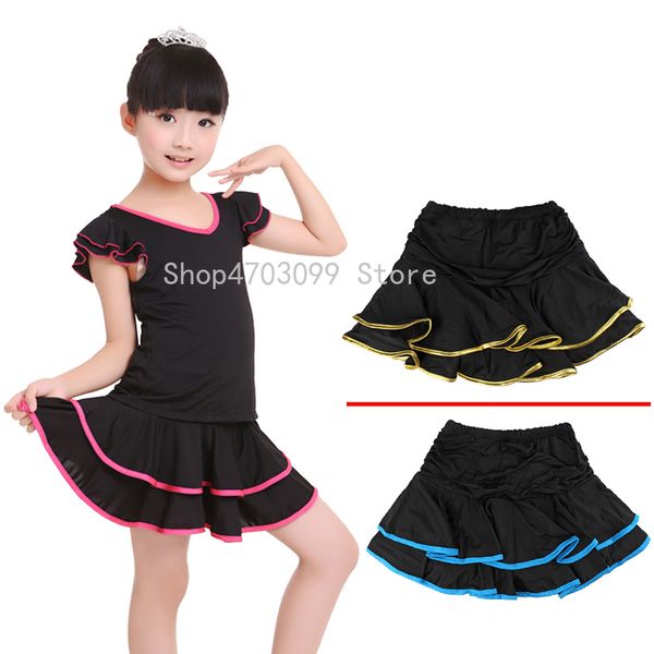 

2019 new models child girl latin dance skirt practicing latin skirts kids tutu ballroom and ballet dancing skirt, Black;red