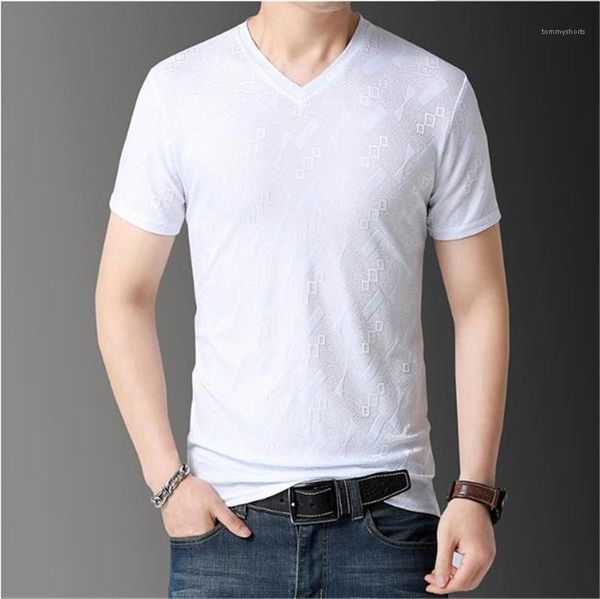 

luxury mens designer tshirts solid short sleeve v neck breathable tees fashion new mens summer, White;black