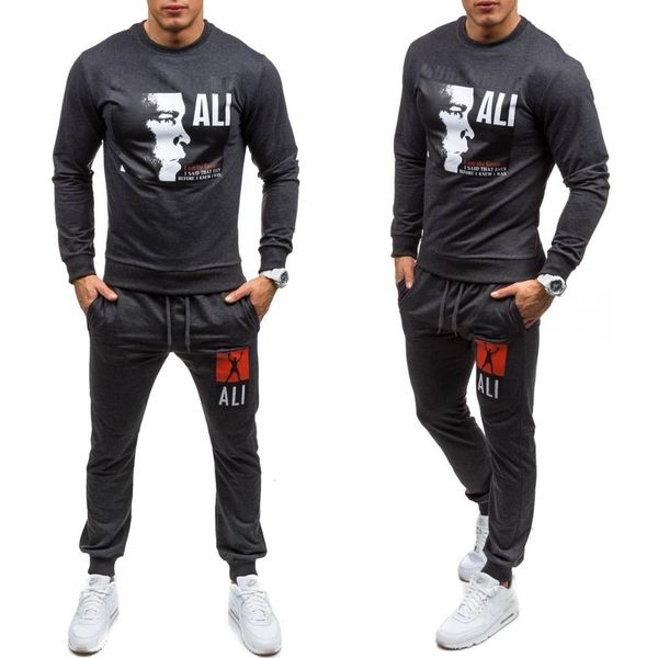 

zogaa men tracksuit set solid sweat suit men track suits set coat+pants outwear sports suit jacket and sweat pant, Gray