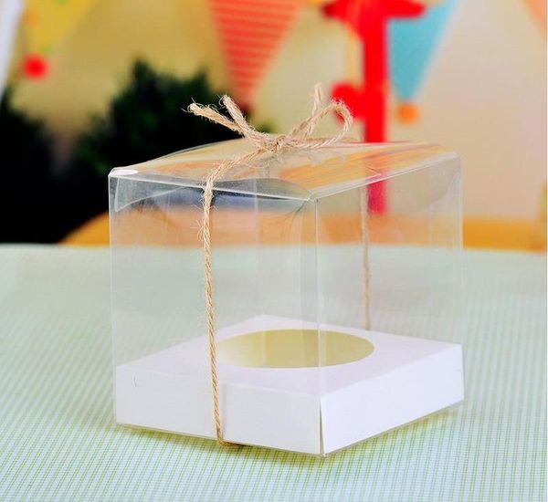 Transparent-Kuchen-Kästen 9 * 9 * 9cm Einzel PVC-Kuchen-Box Großhandel Muffin Box für Party SN1076