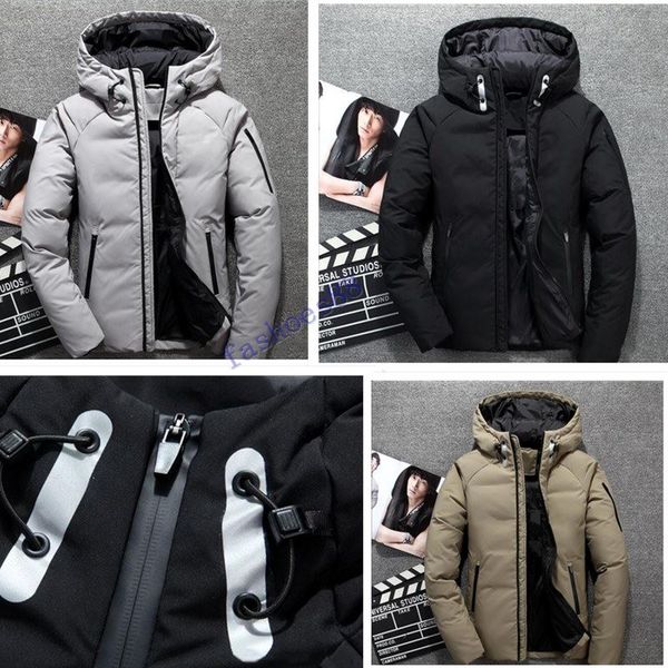 

2020 winter men's down hoodie white duck down north jacket parka windproof ski warm designer jacket outdoor leisure hooded sportswear, Black