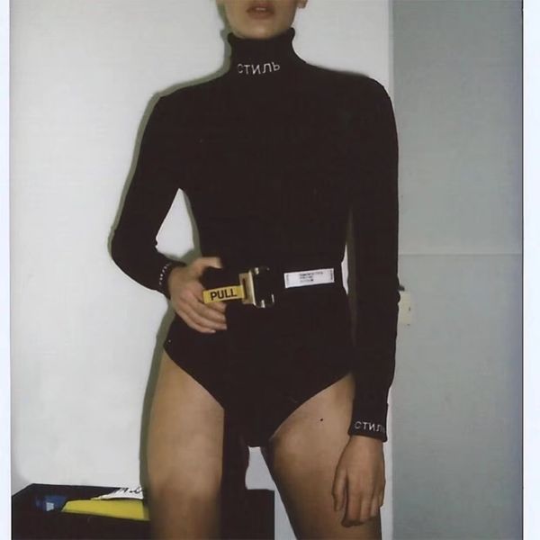 

New Heron Preston Sweaters Women Slim Sexy Heron Preston Siamese Bottoming Sweater High Collar Embroidery Heron Preston Sweater