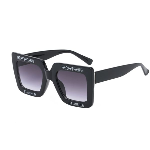 

fashion women letters print sun glasses plastic square sunglasses ladies large frame uv400 hiking eyewear, White;black