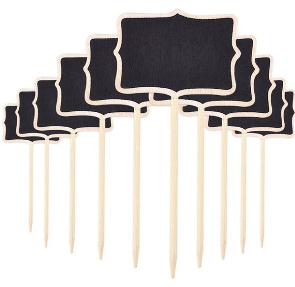 10pcs eventos de casamento presentes de jardim de jardim baratos marcadores de berçário rótulos de planta de madeira preços de madeira com quadro -negro