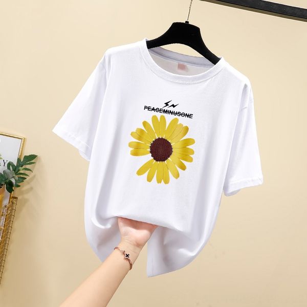 

daisy женщин короткий рукав белые свободные модули супер пожар 2020 половина рукав футболки top coat футболки топ, White