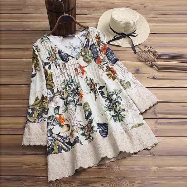 

ladies women blouse size plus 5xl womens and vintage long sleeve floral long sleeve blouse women clothes streetwear clothing, White