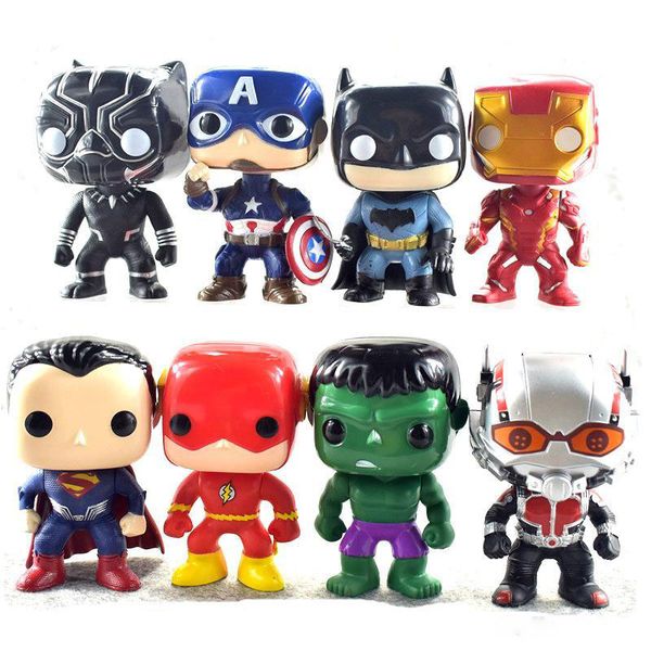 

funko pop 10шт / набор фигурок justice league marvel avengers супер герой персонажи модель виниловые фигурки игрушка для детей
