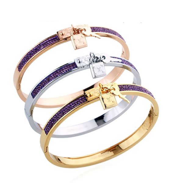 

titanium women's cuff bracelet fashion colorful crystal bracelet with logo wedding jewelry gift, Golden;silver