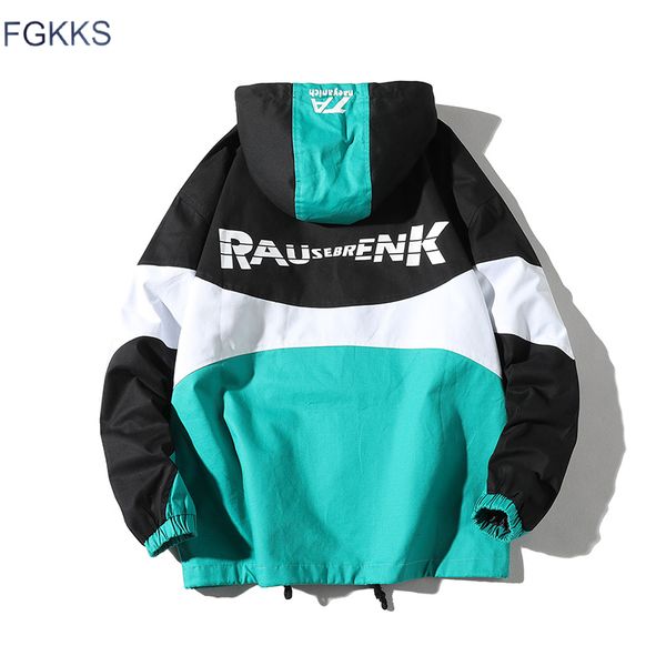 

fgkks fashion brand jackets men 2019 autumn male bomber hip hop splice jacket men's street clothing jackets outwear, Black;brown