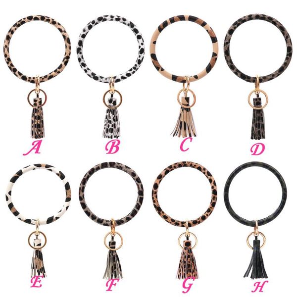 

cute key chain bracelet for women kar trinket bag leopard car key ring tassels bag charm holder ornaments leather keychain, Silver